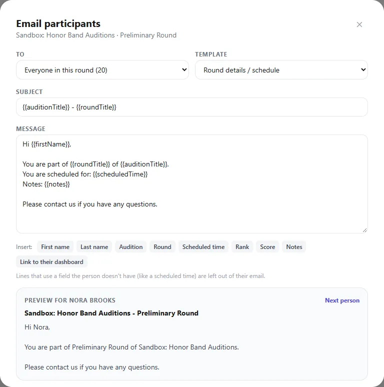 Email participants