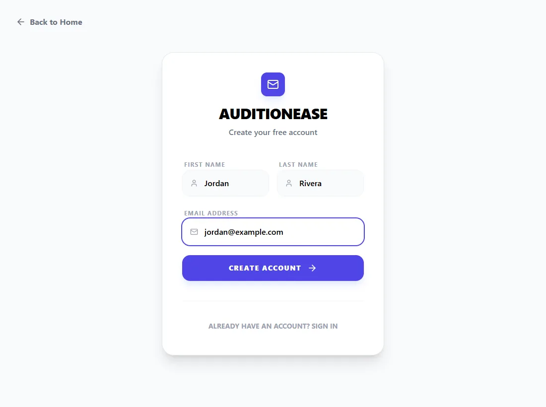 The Create your free account form