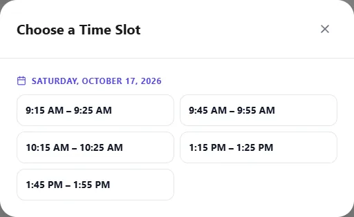The Choose a Time Slot window