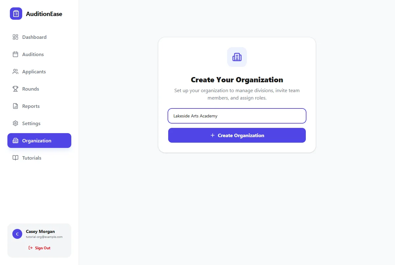 Create Your Organization